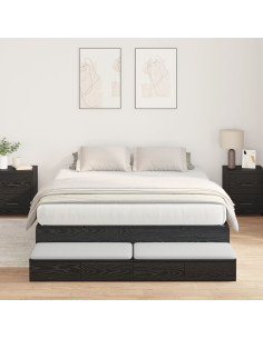 Struttura letto con contenitore con cassetto Rovere Nero 150 cm
