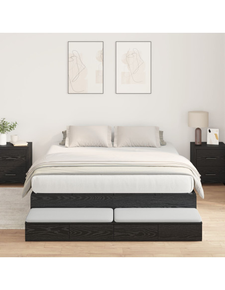 Struttura letto con contenitore con cassetto Rovere Nero 150 cm