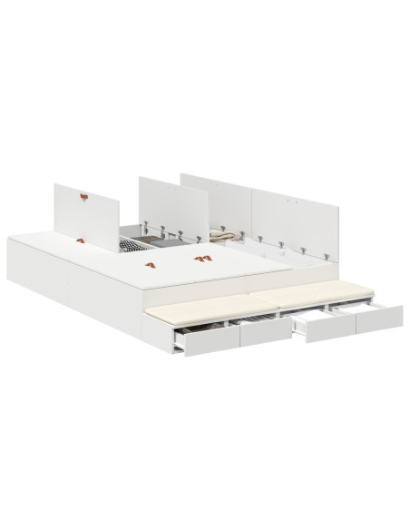 Struttura letto con contenitore Bianco 160 cm Legno multistrato