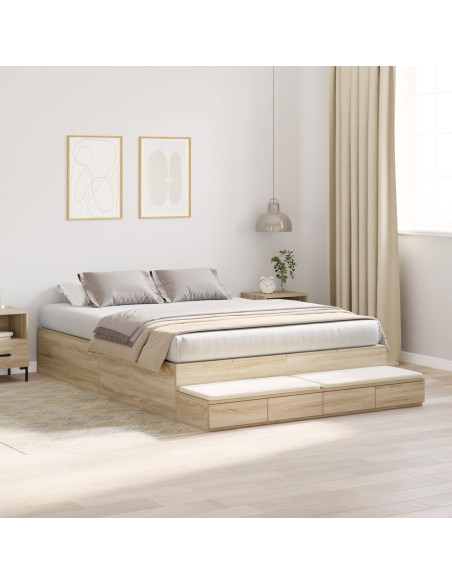 Struttura letto con contenitore Rovere Sonoma 150 cm