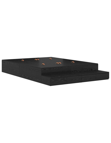 Struttura Letto con Contenitore  Quercia Nera Legno Ingegnerizzato