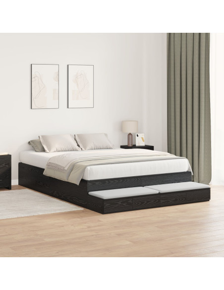 Struttura letto con contenitore con cassetto Rovere Nero 160 cm