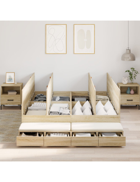 Struttura letto con contenitore Rovere Sonoma 160 cm
