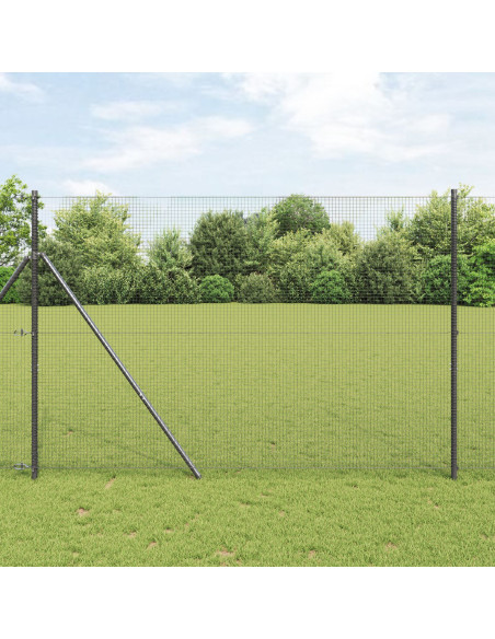Recinzione in Filo Saldato  con 7 Pali Grigio 1.5x10 m Acciaio