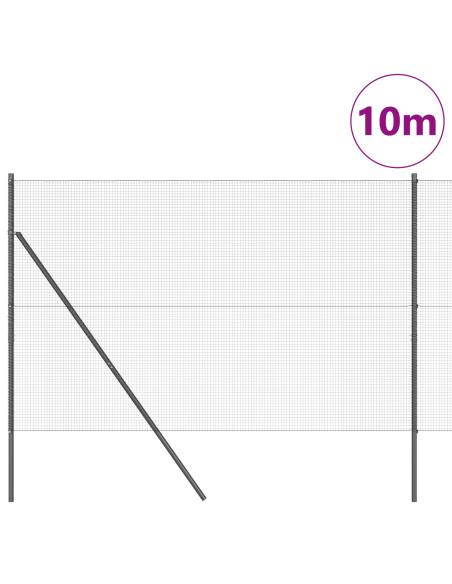 Recinzione in Rete Saldata  con 7 Post Grigio 1.6x10 m Acciaio