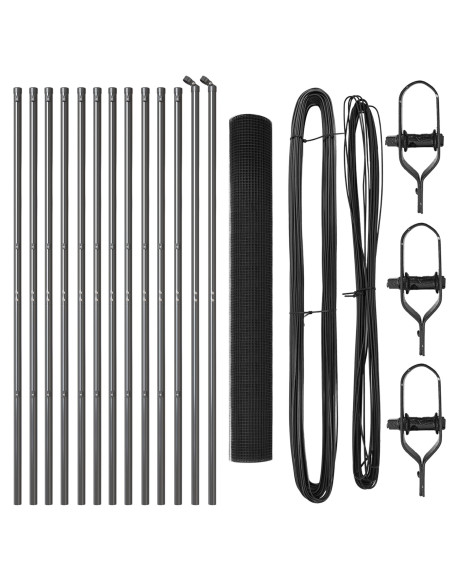 Set di Pali per Recinzione Rivestito in PVC  Set di 2 Grigio