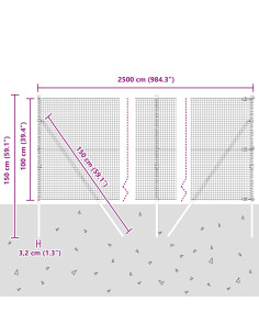 Palo della recinzione Grigio 25 x 1 m (maglia 25 x 25 mm) 2
