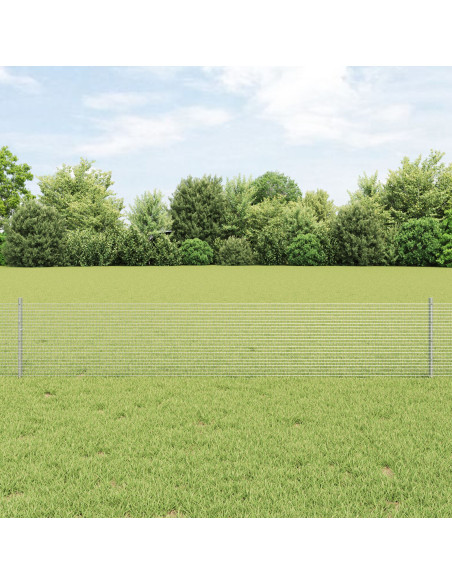 Recinzione  Rete Saldato con 11 Pali Argento 0.4x25 m Acciaio