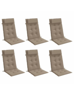 Cuscini per Sedia con Schienale Alto 6pz Tortora Tessuto Oxford 2