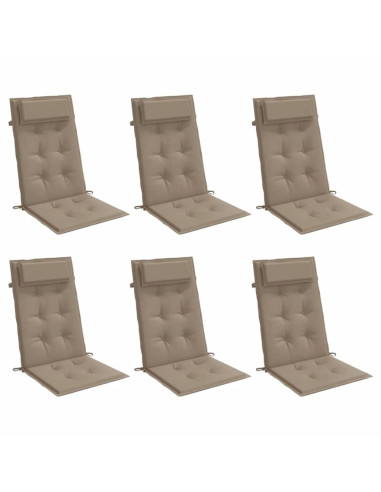 Cuscini per Sedia con Schienale Alto 6pz Tortora Tessuto Oxford