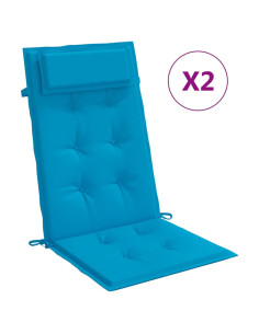 Cuscini Sedia con Schienale Alto 2 pz Blu Chiaro Tessuto Oxford