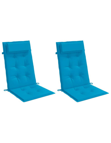 Cuscini Sedia con Schienale Alto 2 pz Blu Chiaro Tessuto Oxford