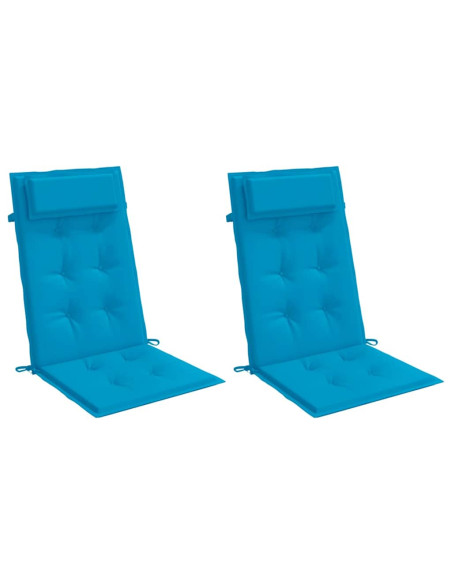 Cuscini Sedia con Schienale Alto 2 pz Blu Chiaro Tessuto Oxford