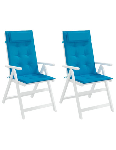 Cuscini Sedia con Schienale Alto 2 pz Blu Chiaro Tessuto Oxford