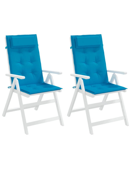 Cuscini Sedia con Schienale Alto 2 pz Blu Chiaro Tessuto Oxford