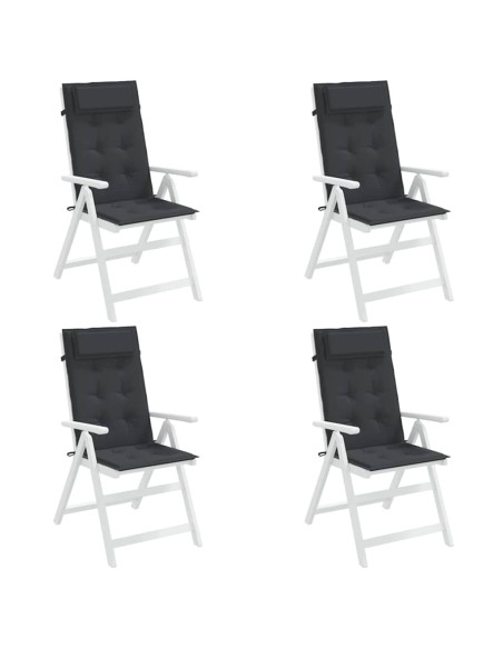 Cuscini per Sedia con Schienale Alto 4pz Nero in Tessuto Oxford