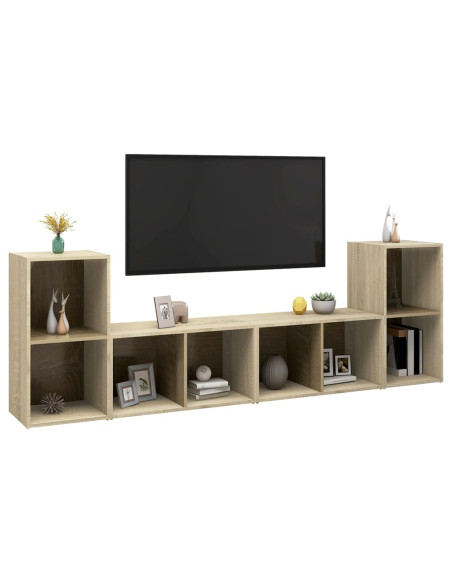 Mobili TV 4 pz Rovere Sonoma 72x35x36,5 cm in Truciolato