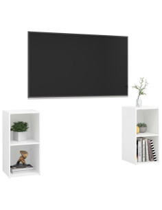 Mobili Porta TV 2 pz Bianco 72x35x36,5 cm in Legno Multistrato 2