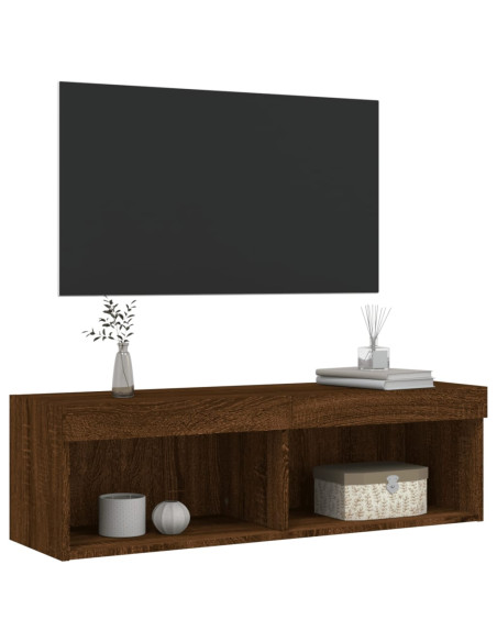 Mobile Porta TV con Luci LED Rovere Marrone 100x30x30 cm