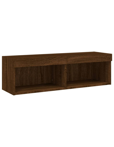 Mobile Porta TV con Luci LED Rovere Marrone 100x30x30 cm