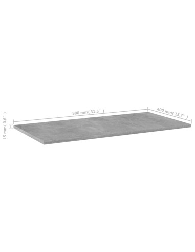 Ripiani per Libreria 4pz Grigio Cemento 80x40x1,5cm Multistrato