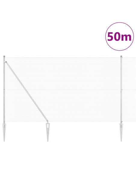 Recinzione in Rete Saldato  con 13 Picchetti 1.5x50 m Acciaio Zincato