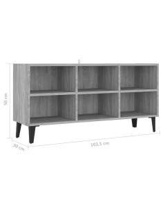 Mobile TV con Gambe in Metallo Grigio Sonoma 103,5x30x50 cm