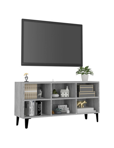 Mobile TV con Gambe in Metallo Grigio Sonoma 103,5x30x50 cm