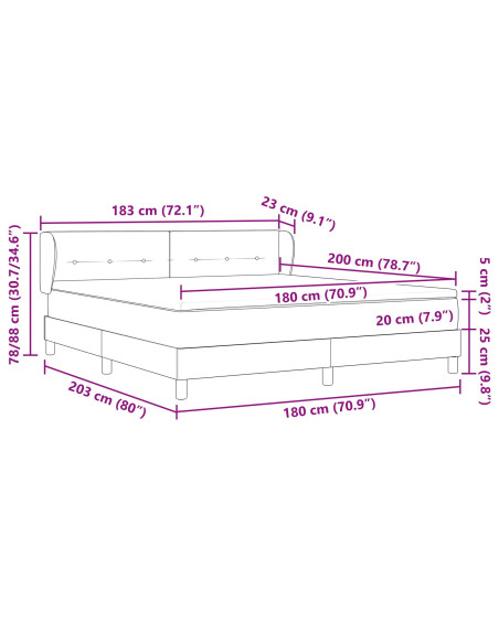 Letto a molle con materasso Grigio chiaro 180 x 200 cm Tessuto