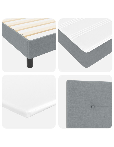 Letto a molle con materasso Grigio chiaro 180 x 200 cm Tessuto
