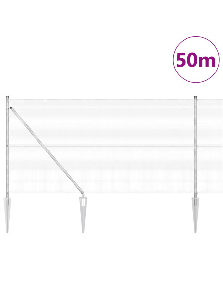 Recinzione in filo saldato  con 13 pali a punta 1.4x50 m in acciaio zincato