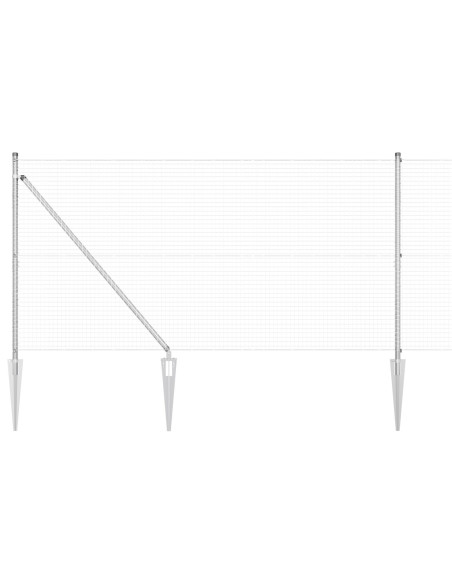 Recinzione in Rete Saldato  con 13 Pali a Picchetto 1.2x50 m Acciaio Zincato