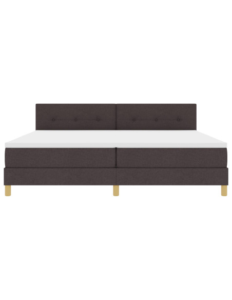 Letto con rete a molle e materasso & LED Marrone Scuro 200x200 cm Tessuto