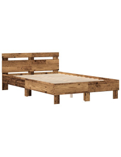 Struttura del letto con led Legno vecchio 135 x 190 cm 2