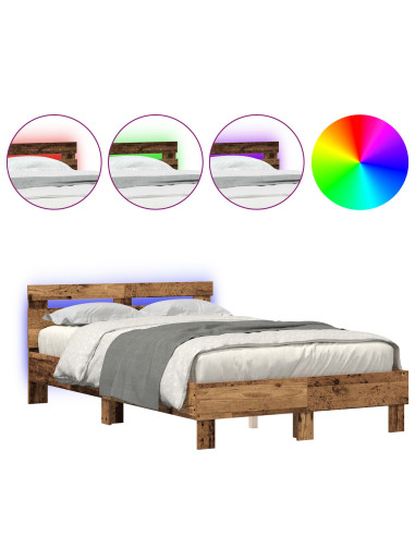 Struttura del letto con led Legno vecchio 135 x 190 cm