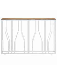 Tavolino da Salotto Argento in Acciaio Inox e Massello d'Acacia 2