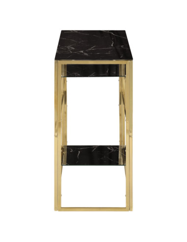 Tavolino Consolle Dorato Acciaio Inossidabile e Vetro Temperato