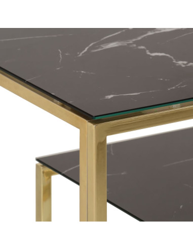 Tavolino Consolle Dorato Acciaio Inossidabile e Vetro Temperato
