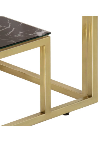 Tavolino Consolle Dorato Acciaio Inossidabile e Vetro Temperato