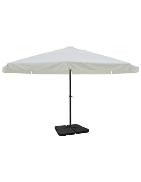 Ombrellone in Alluminio con Base Portatile Bianco