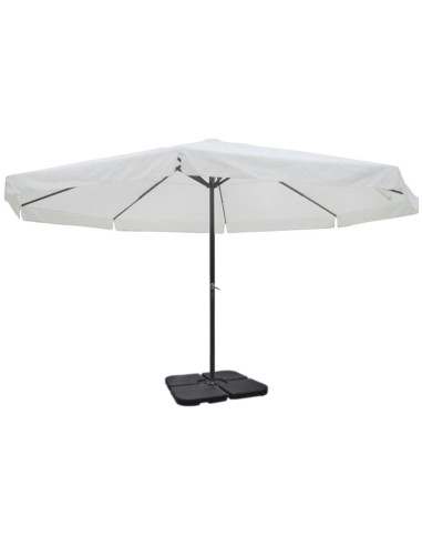 Ombrellone in Alluminio con Base Portatile Bianco