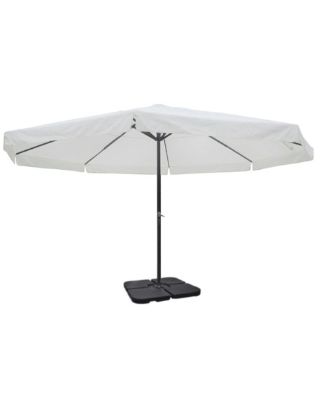 Ombrellone in Alluminio con Base Portatile Bianco