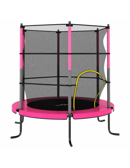 Set Trampolino con Rete di Sicurezza Rotondo 140x160 cm Rosa