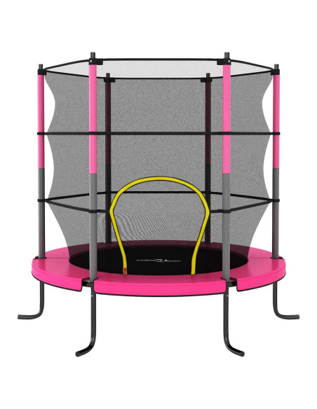 Set Trampolino con Rete di Sicurezza Rotondo 140x160 cm Rosa