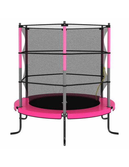 Set Trampolino con Rete di Sicurezza Rotondo 140x160 cm Rosa