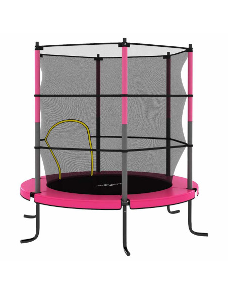 Set Trampolino con Rete di Sicurezza Rotondo 140x160 cm Rosa