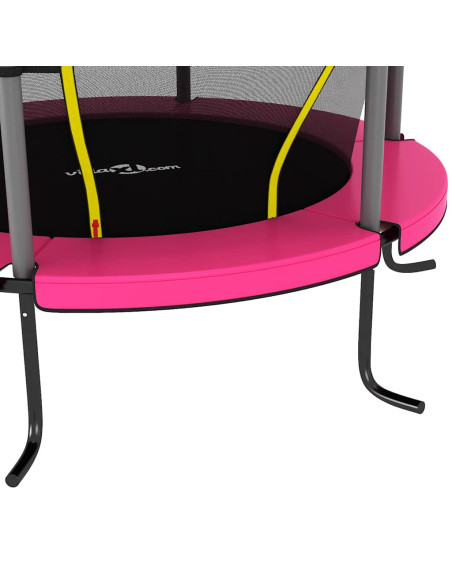 Set Trampolino con Rete di Sicurezza Rotondo 140x160 cm Rosa
