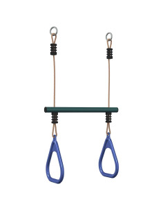 Barra Trapezio con Anelli per Bambini Blu e Verde in Acciaio