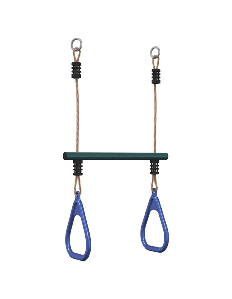Barra Trapezio con Anelli per Bambini Blu e Verde in Acciaio