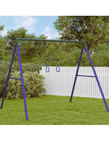 Barra Trapezio con Anelli per Bambini Blu e Verde in Acciaio